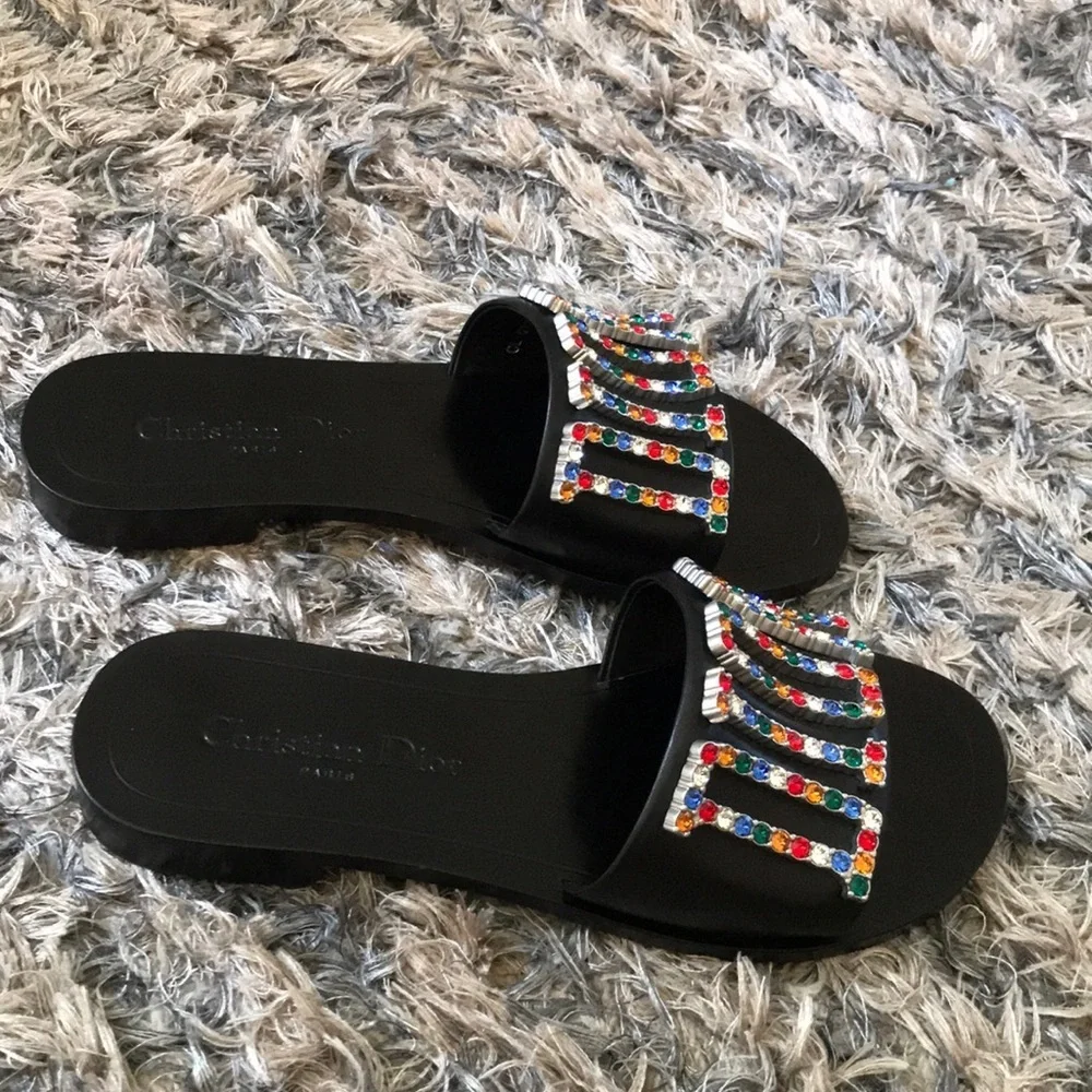 Dior Sandals - DIOREVOLUTION S with Rainbow Colored Crystal Embellished Logo, 36 - Picture 3 of 6